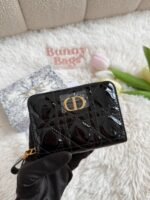 Dior caro拉链卡包 漆皮黑